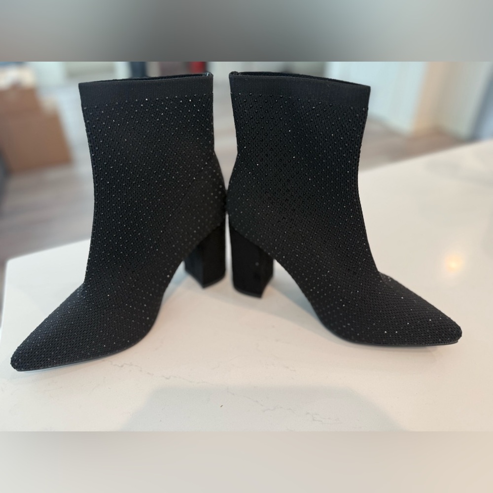 MIA Black Sparkle Heeled Boots